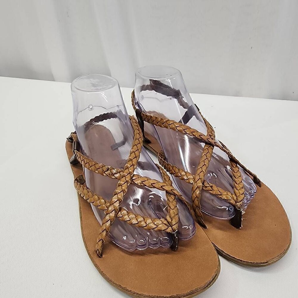 Nine West Braided Tan Brown Strappy Sandals